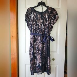 R&M Richards Sequin Midi Cocktail Dress
